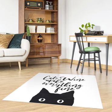 Vinyl Floor Mat - Cats and Wine make everything fine - Square Format 1:1