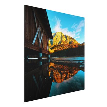 Tableau sur aluminium - Reflected Mountains In the Dolomites