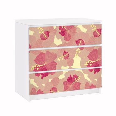 Papier adhésif pour meuble IKEA - Malm commode 3x tiroirs - Yellow Hibiscus Flower pattern