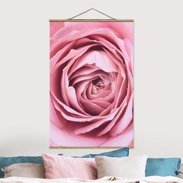 Tableau en tissu avec porte-affiche - Pink Rose Blossom
