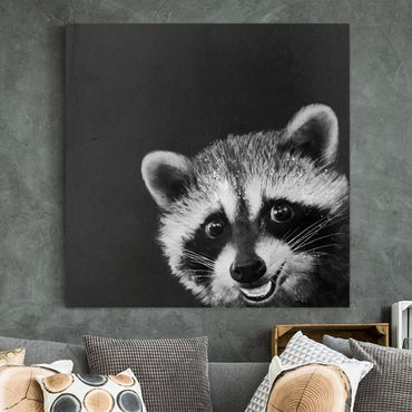 Tableau sur toile - Illustration Racoon Black And White Painting