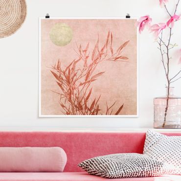 Poster - Golden Sun Pink Bamboo
