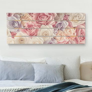 Impression sur bois - Pastel Paper Art Roses