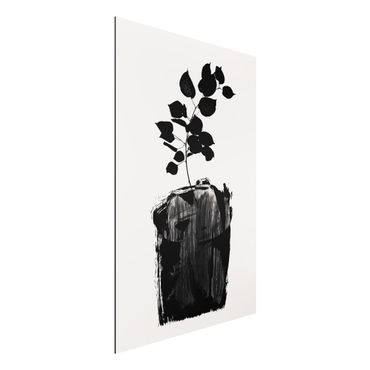 Tableau en alu Dibond - Graphical Plant World - Black Leaves