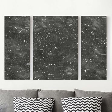 Impression sur toile 3 parties - Map Of Constellations Blackboard Look