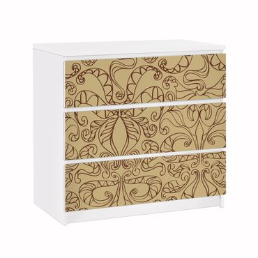 Papier adhésif pour meuble IKEA - Malm commode 3x tiroirs - Spiritual Pattern Beige