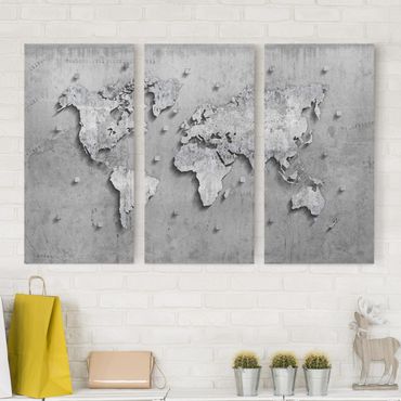 Impression sur toile 3 parties - Concrete World Map