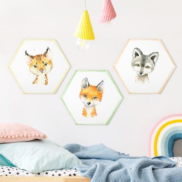Hexagone en forex - Watercolour Forest Animals Set III