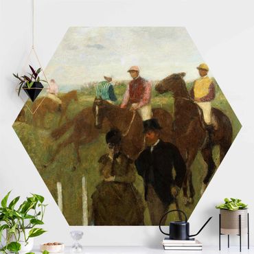 Papier peint hexagonal autocollant avec dessins - Edgar Degas - Jockeys On Race Track