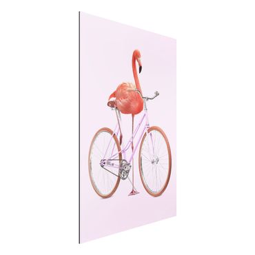 Impression sur aluminium - Flamingo With Bicycle