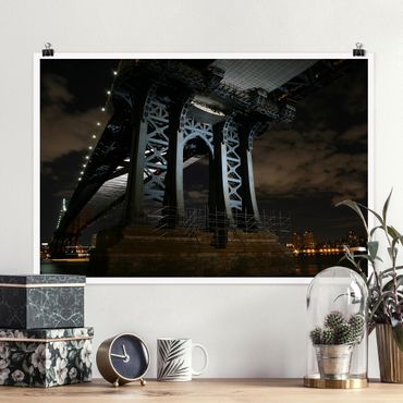Poster - Manhattan Bridge At Night
