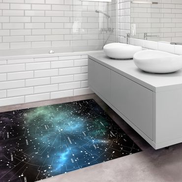 Vinyl Floor Mat - Stellar Constellation Map Galactic Nebula - Square Format 1:1