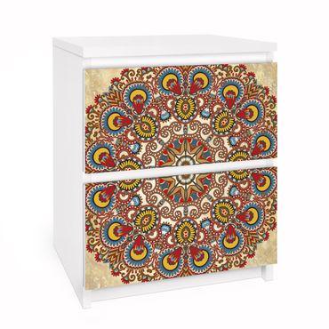 Papier adhésif pour meuble IKEA - Malm commode 2x tiroirs - Coloured Mandala