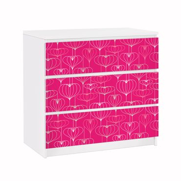 Papier adhésif pour meuble IKEA - Malm commode 3x tiroirs - Heart pattern Design