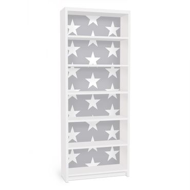 Papier adhésif pour meuble IKEA - Billy bibliothèque - White Stars On Grey Background