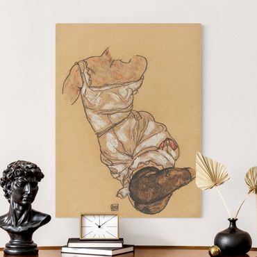 Tableau sur toile naturel - Egon Schiele - Female Torso In Underwear - Format portrait 3:4