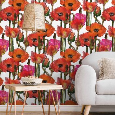 Papier peint - A Field Of Poppy Flowers - Roll
