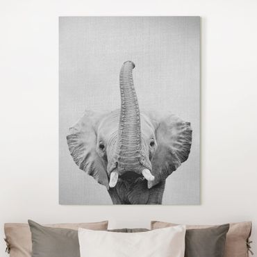 Tableau sur toile - Elephant Ewald Black And White - Format portrait 3:4