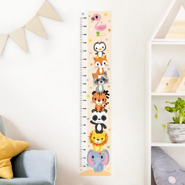 Toise sticker mural enfant - Elephant Lion Panda Tiger and Co.