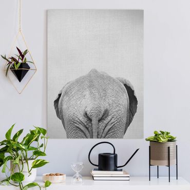 Tableau sur toile - Elephant From Behind Black And White - Format portrait 3:4
