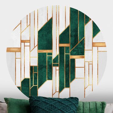 Papier peint rond autocollant - Emerald And gold Geometry