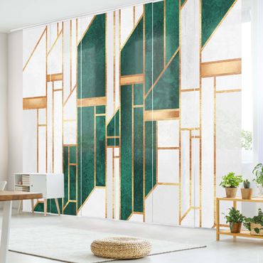 Set de panneaux coulissants - Emerald And gold Geometry  - Panneau