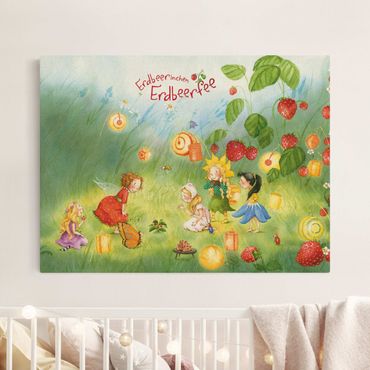 Tableau sur toile naturel - Little Strawberry Strawberry Fairy - Lanterns - Format paysage 4:3