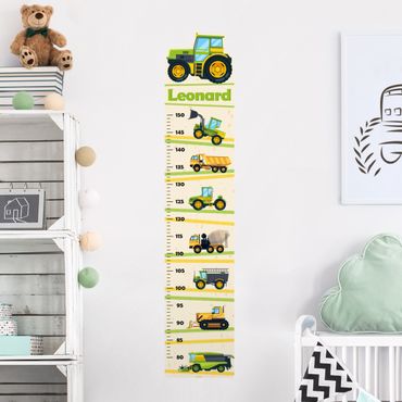Toise sticker mural enfant - Harvester Tractor and Co. with custom name