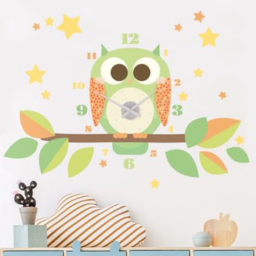 Sticker mural horloge - Owl Clock