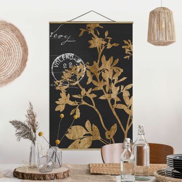 Tableau en tissu avec porte-affiche - Golden Leaves On Mocha II