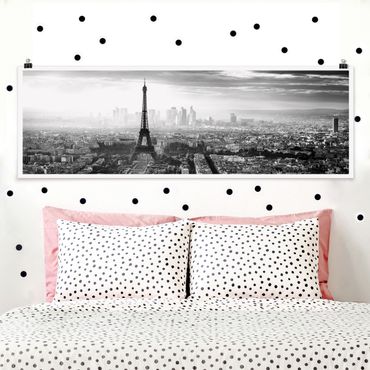 Poster panoramique architecture & skyline - The Eiffel Tower From Above Black And White
