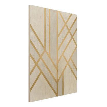 Impression sur bois - Art Deco Geometry White Gold