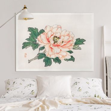 Impression sur toile - Asian Vintage Drawing Pink Chrysanthemum