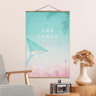 Tableau en tissu avec porte-affiche - Travel Poster - Viva Las Vegas