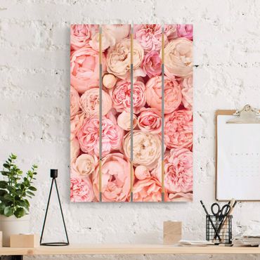 Impression sur bois - Roses Rosé Coral Shabby