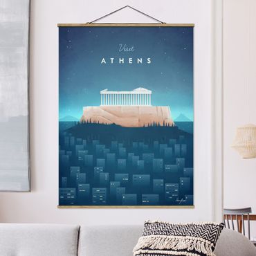 Tableau en tissu avec porte-affiche - Travel Poster - Athens