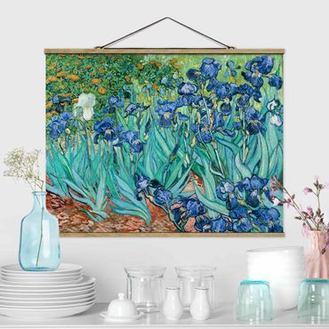 Tableau en tissu avec porte-affiche - Vincent Van Gogh - Iris