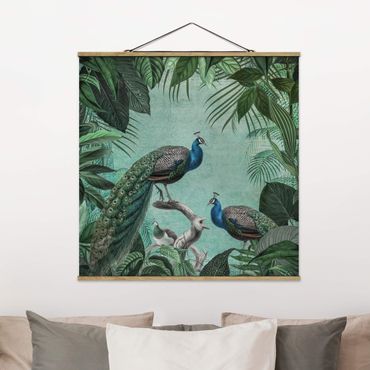 Tableau en tissu avec porte-affiche - Shabby Chic Collage - Noble Peacock