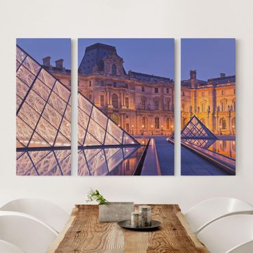 Impression sur toile 3 parties - Louvre Paris At Night
