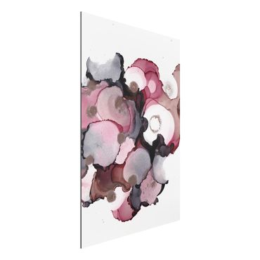 Tableau sur aluminium - Pink Beige Drops With Pink Gold