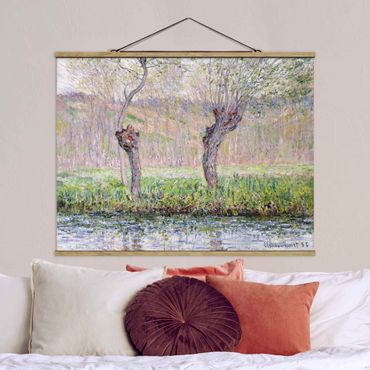 Tableau en tissu avec porte-affiche - Claude Monet - Willow Trees Spring