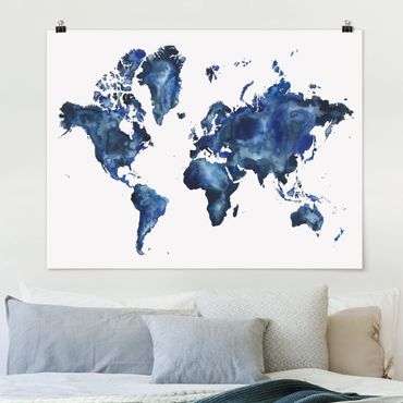 Poster - Water World Map Light