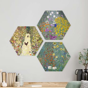 Hexagone en alu Dibond - Gustav Klimt - In The Garden