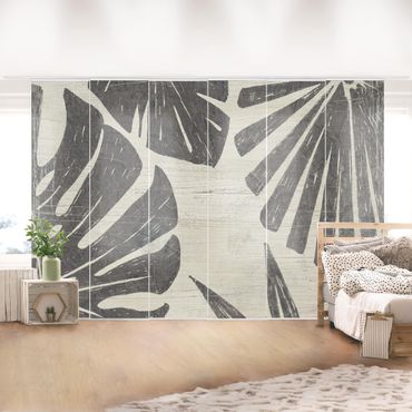Set de panneaux coulissants - Palm Leaves Light Grey Backdrop