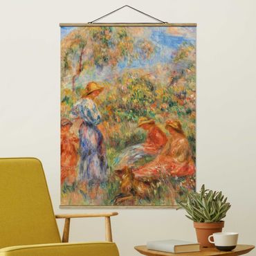 Tableau en tissu avec porte-affiche - Auguste Renoir - Three Women and Child in a Landscape