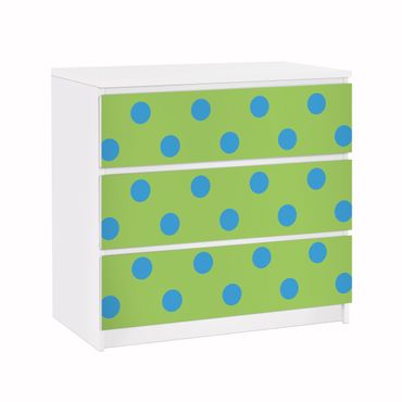 Papier adhésif pour meuble IKEA - Malm commode 3x tiroirs - No.DS92 Dot Design Girly Green