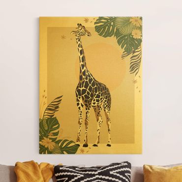 Tableau sur toile or - Safari Animals - Giraffe