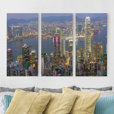 Impression sur toile 3 parties - Hong Kong Skyline