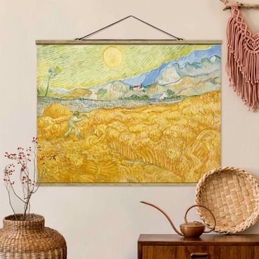 Tableau en tissu avec porte-affiche - Vincent Van Gogh - The Harvest, The Grain Field