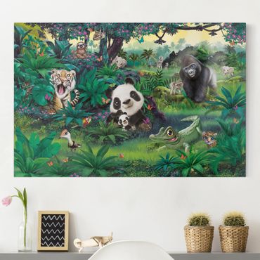 Impression sur toile - Jungle With Animals